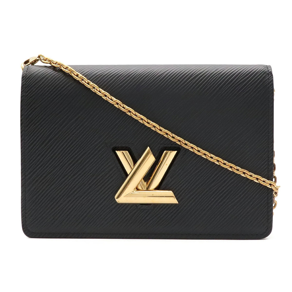 LOUIS VUITTON Epi Portefeuille Twist Belt Chain Wallet Shoulder Bag Noir Black